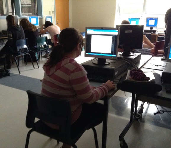 students using computers in the classroom